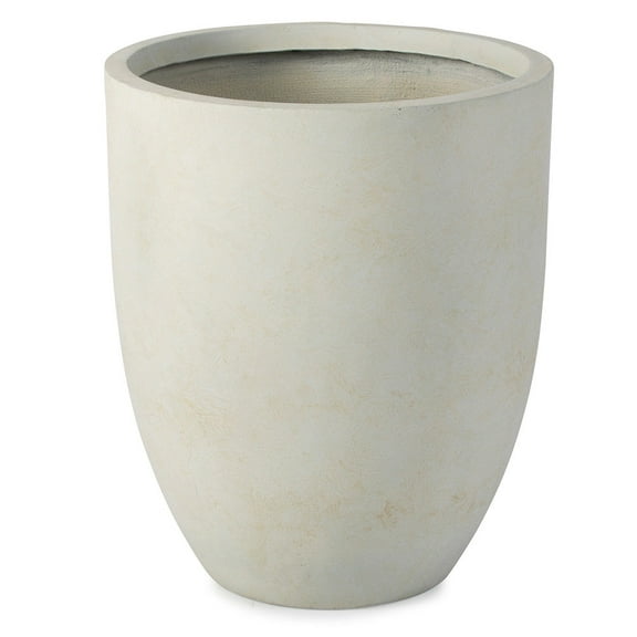 Ash & Ember 22" Laurel Satin Ivory Planter, Lightweight Fiberstone Composite with Weather-Resistant Finish