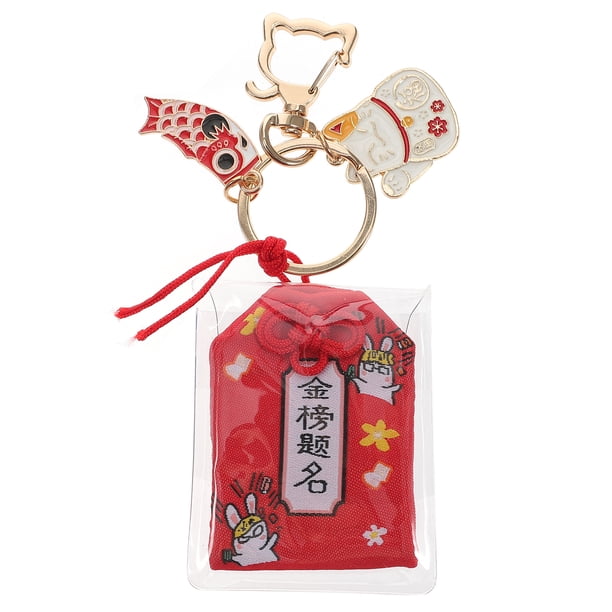 KAKOWELY Llavero japonés con diseño de gato de la suerte, adorable llavero con amuleto omamori japonés.