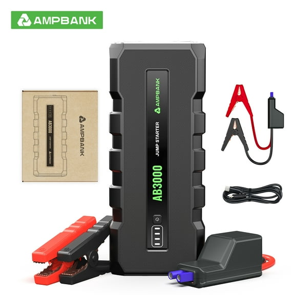 AMPBANK AB3000 Car Battery Charger Jump Starter,3000A, 12V Jumper Box for Car Battery Portable, Car Jumper for Up to 6.0L Gasoline and 4.0L Diesel Engines