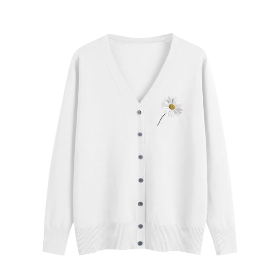 Admvng Cardigan Sweaters for Women Solid Casual Knitted Button Up Long Sleeved Plus V-neck Sweater Tops, Size S-3XL