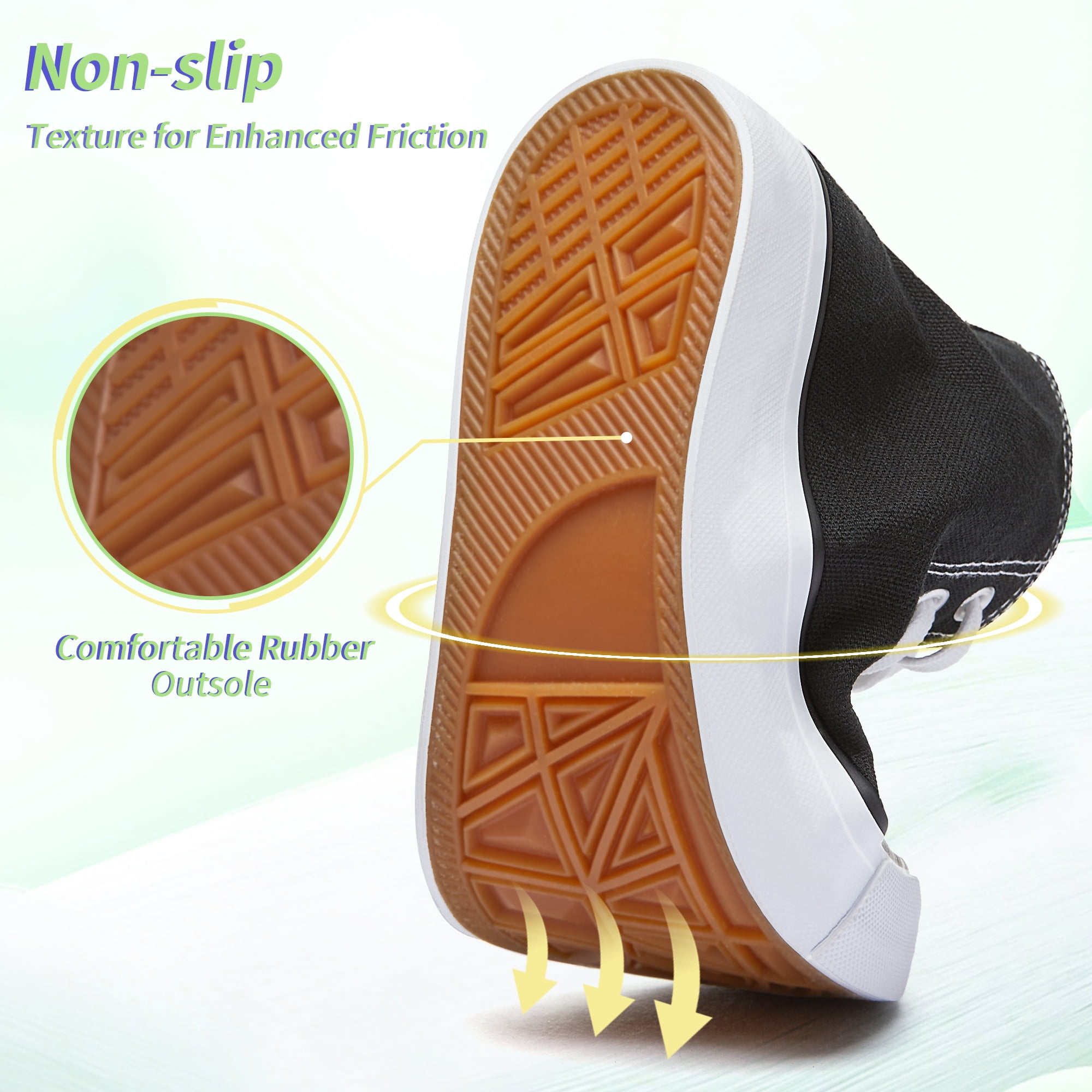 AOMAIS Womens High Top Canvas Sneakers Lace Up Mid Top Canvas Shoes Comfortable Non Slip Walking Shoes Casual Tennis Shoes for Women(Black US7)