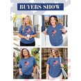 thumbnail image 3 of XCHQRTI Heart Women Graphic Shirt Plus Size 4th of July Short Sleeve Shirt Valentine's Day Top, 3 of 5