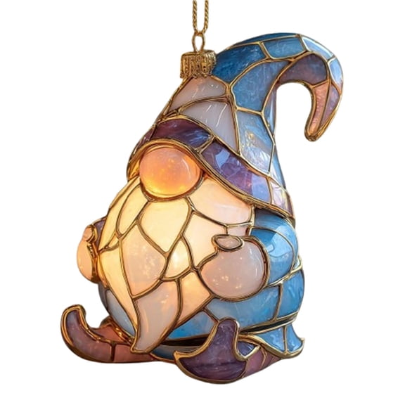 HomeDM Gnome Christmas Ornaments, 2D Flat Acrylic Hanging Pendant Decor for Christmas Tree Wreaths Retro Gnome Tags Xmas Party Supplies