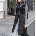 thumbnail image 2 of DYTTDG Women's Solid Color Sleeveless Zipper Plush Patchwork Hooded Long Cardigan Jacket Sleeveless Hooded Casual Warm Jacket on Clearance, 2 of 8