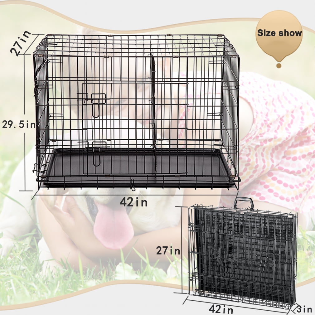 BestPet 42 Pet Kennel Cat Dog Folding Steel Crate Playpen Wire Metal Cage W/Divider Renewed 