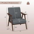 thumbnail image 3 of Gymax Modern Accent Chair Leathaire Leisure Armchair w/ Rubber Wood Frame & Felt Pads Light Gray, 3 of 9