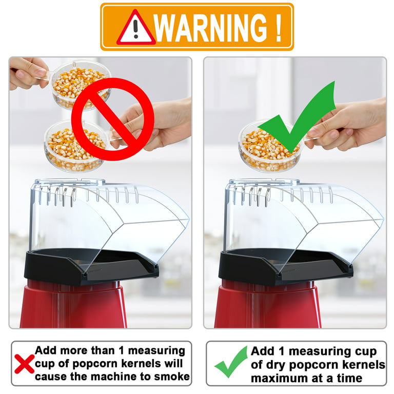Hot Air Popcorn Popper Maker, 4-Quart Mini Popcorn Maker Machine with  Measuring Cup, Electric Air Popcorn Popper with Anti-Overheating Parts, Oil  Free, Healthy Snack for Kids, Teen and Adults 