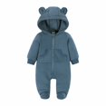 thumbnail image 2 of Ruyang Toddler Hooded Jumpsuits Thick Warm Long Sleeve Front Zipper Plain Romper Clothes Baby Boys Girls Fall Winter Outfits, 2 of 6