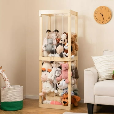 Auranook 300L Large Stuffed Animal Storage, Space-saving Toy Storage Organizer with Open Top & Elastic Cords, Holds Up to Toys, Plush Toy Cage