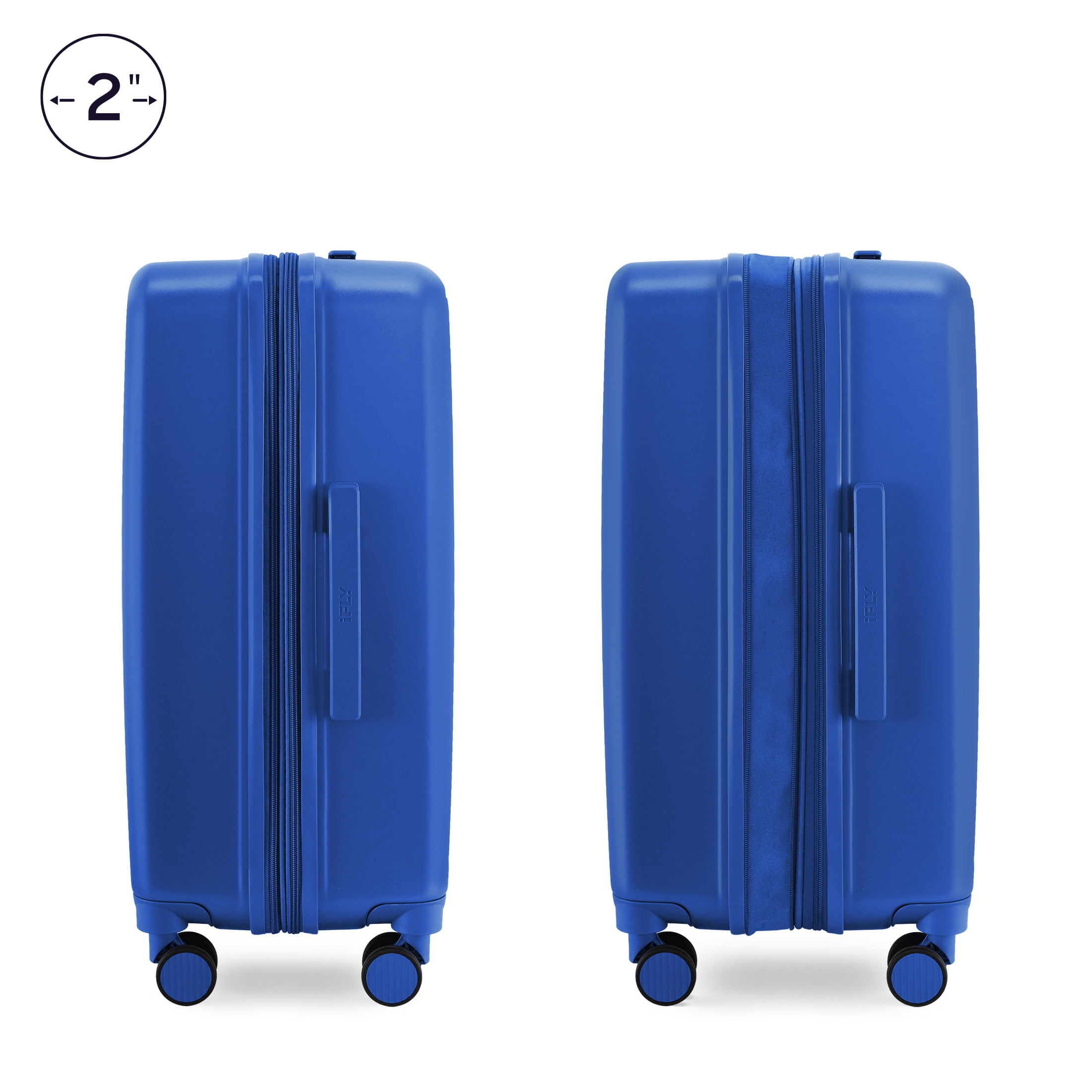iFLY Roam 24" Medium Expandable Hardside Spinner Checked Luggage, Sapphire Blue