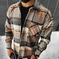 thumbnail image 1 of DPTALR Men's Single-breasted Casual Plaid Woolen Shirt Jacket Top, 1 of 8