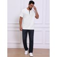 thumbnail image 2 of DARING DIVA Men's Henley Short Sleeve Button Down Jacquard Knitted T-Shirt L White, 2 of 7