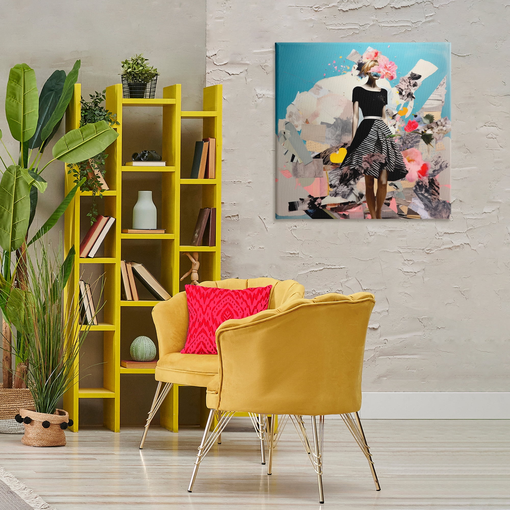 Stupell Industries Surreal Collage Woman People Painting Wrapped Canvas Art Print Wall Art, 30 x 30