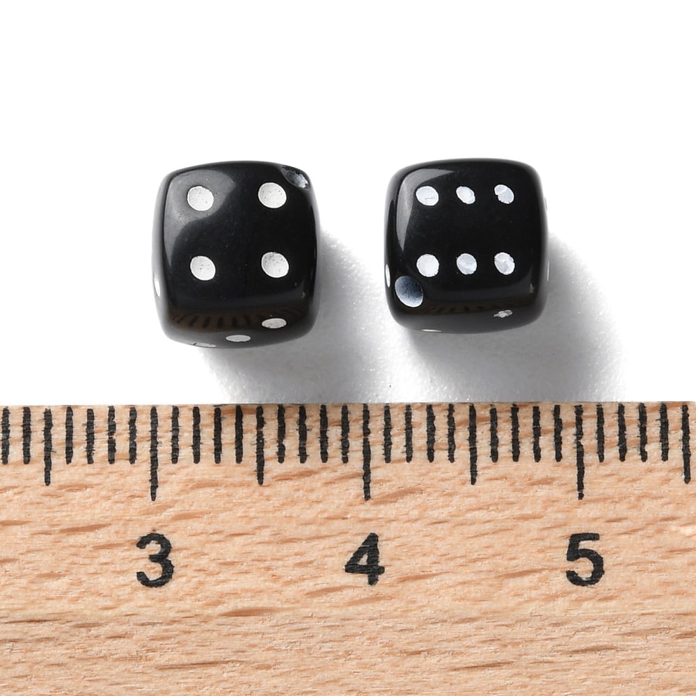 Opaque Acrylic Beads Dice Black 10x10.5x10.5mm Hole: 1.2mm 1219pcs/500g