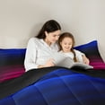 thumbnail image 4 of jejeloiu Pink Blue Black 7-Piece Bedding Comforter Set,Modern Geometric Line King Bedding Sets,Minimaliat Stripes Desgin Bed Sheets For Girls Boys,Super Cozy Room Decor Reversible, 4 of 8