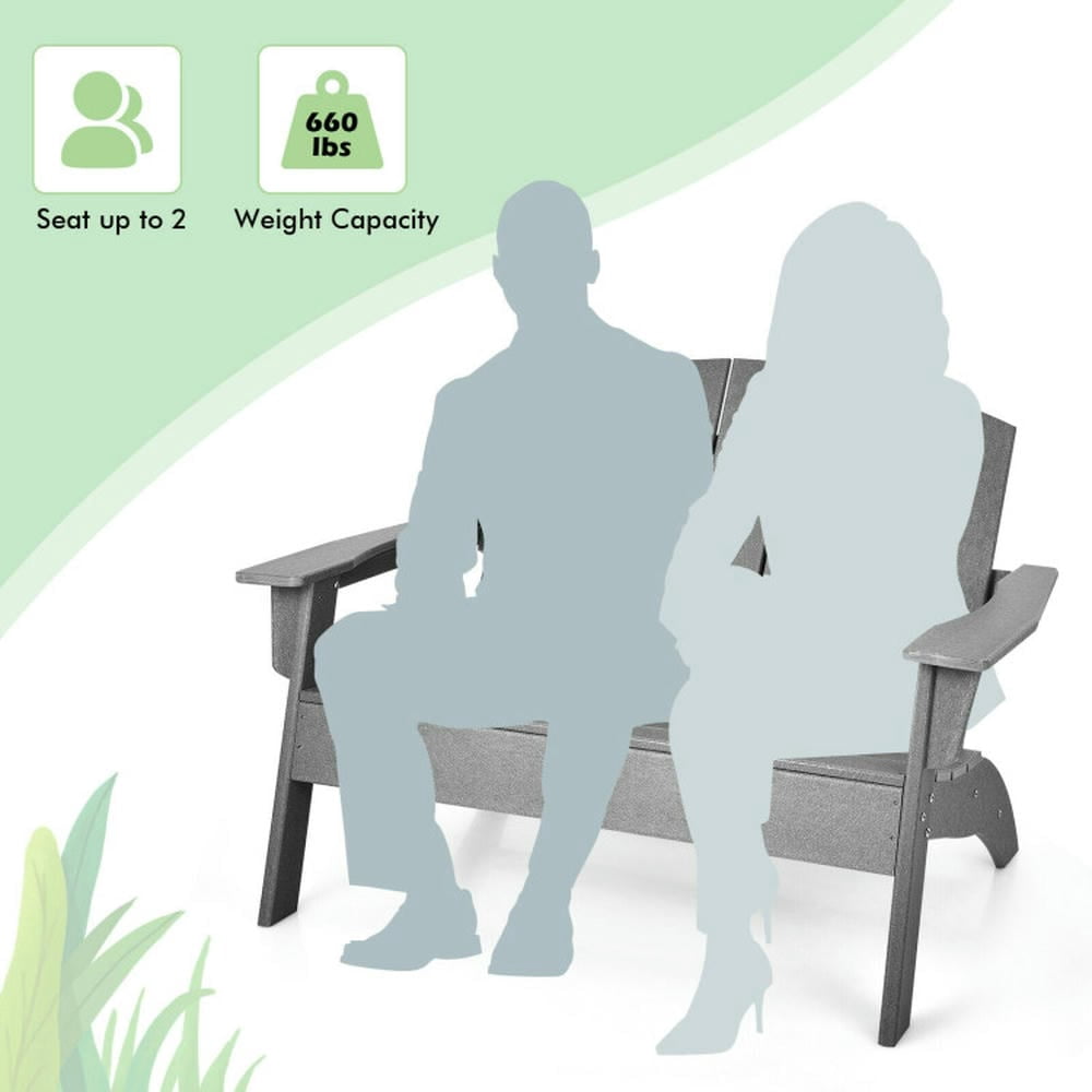 Aimee Lii HDPE Patio Adirondack Chair for Porch Garden Backyard, Outdoor Patio Furniture for Porch Balcony, Sturdy-Gray