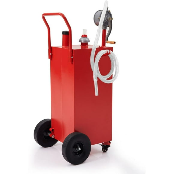 BeesClover 40 Gallon Fuel Caddy with Manual Pump, Heavy Duty Portable Gas & Diesel Transfer Tank on 4 Wheels, Spill-Proof Container for Truck, Tractor, Boat, ATV, Farm