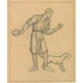 thumbnail image 2 of Antoon Derkinderen 20x23 Gold Ornate Framed and Double Matted Museum Art Print Titled - Design for Wall Painting in the Beurs Van Berlage; Standing Man with Dog (1869 - 1925), 2 of 4