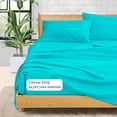 thumbnail image 3 of 500 Thread Count Egyptian Cotton Bed Sheets, 4-PCs Bed Sheet Set Queen Size Fit Upto (19" Inch to 24" Inch) Deep Pocket Striped (Turquoise), 3 of 4