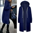 thumbnail image 2 of BUWTTED Womens Hoodies 2025 Zip Up Sweatshirts Oversized Fashion Long Hooded Fall Winter Fleece Jackets with Pockets Blue XL, 2 of 7