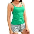 thumbnail image 3 of Charmo Womens Scoop Neck Camisole Side Ruched Layering Tank Tops Built-in Bra, 3 of 4