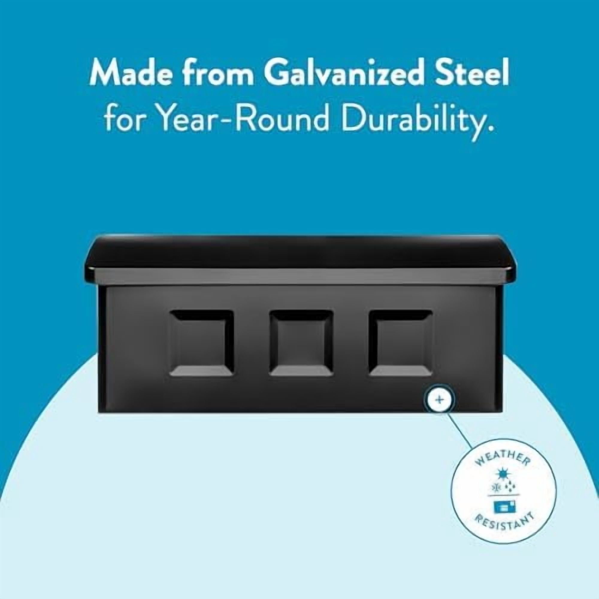 Wayland™ Vertical Wall-Mounted Mailbox for Outside, Rust-Resistant Galvanized Steel Metal Small Mail Box, Black