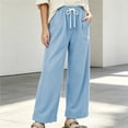 thumbnail image 2 of Zpanxa Wide Leg Sweatpants Women Elastic Drawstring Waist Loose Fit Solid Color Casual Lounge Athletic Trousers, 2 of 5