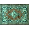 thumbnail image 1 of Ahgly Company Machine Washable Indoor Rectangle Medallion Turquoise Blue Traditional Area Rugs, 7' x 10', 1 of 4