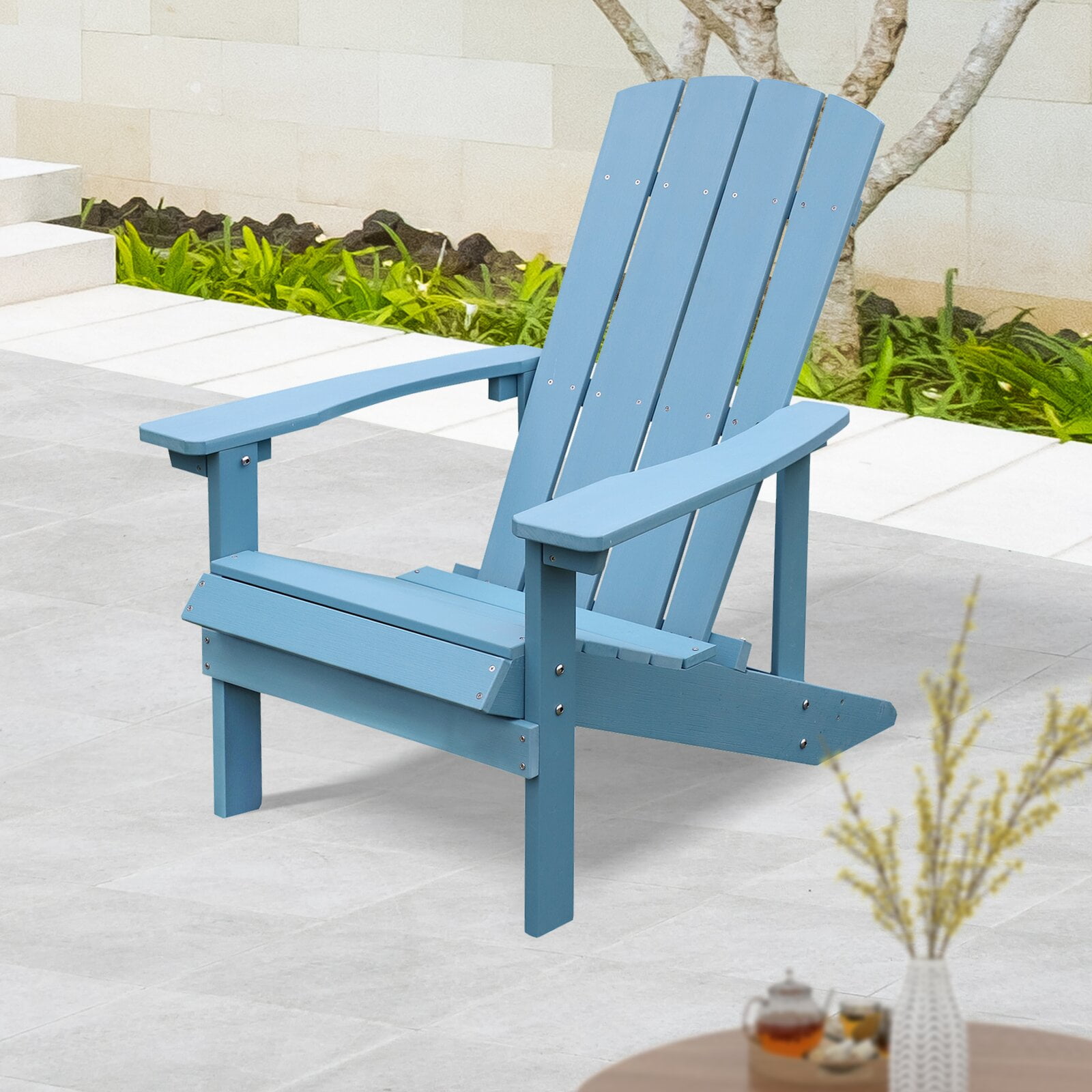 Mohammed Outdoor Wood Adirondack Chair, Large seat, tall backrest, and