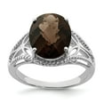 thumbnail image 1 of Solid 925 Sterling Silver Oval Checkerboard Cut Chocolate Brown Smoky Quartz Engagement Ring Size 7, 1 of 3
