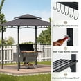 thumbnail image 5 of LAUSAINT HOME 8'x 5' Outdoor Grill Gazebo with Vented Top & 2 Side Shelves for Barbecue and Picnic, Dark Gray, 5 of 7