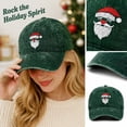 thumbnail image 2 of Voska Christmas Hats Christmas Baseball Cap Funny Santa Adjustable Embroidery Cotton Hat for Men Women Dark Green One Size, 2 of 5
