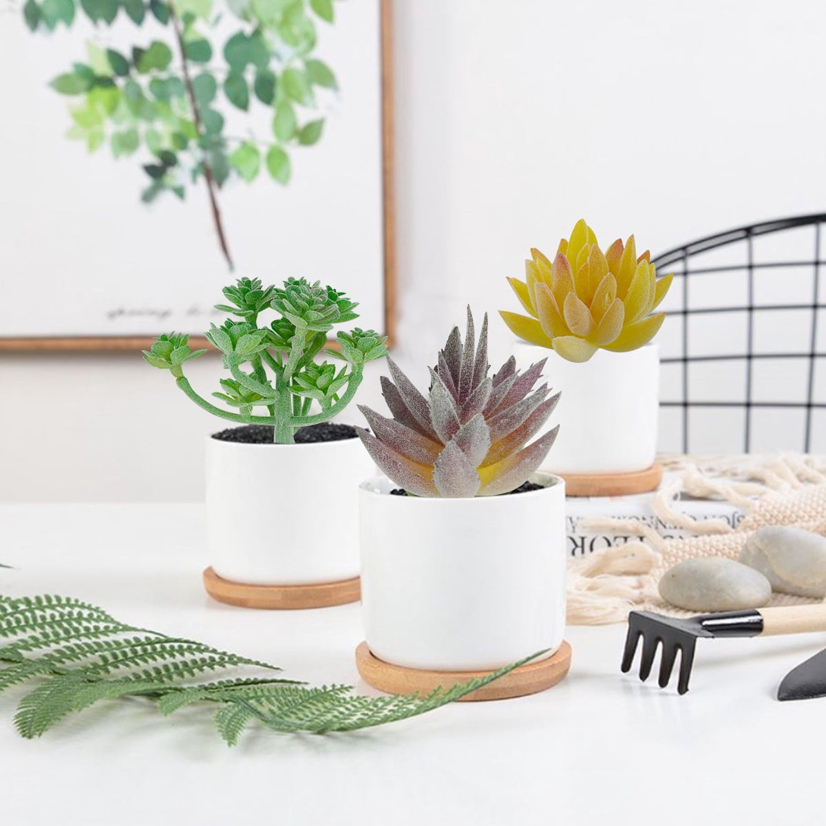Artificial Succulent Plant Faux Cactus Plant Bulk for DIY Indoor Outdoor Home Office Table Decor 18pcs