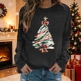 thumbnail image 2 of Ecqkame Womens Crew Neck Sweatshirts Christmas Print Long Sleeve Casual Loose Pullover Top Holiday Daily Comfy Fit Sweatshirt Black M, 2 of 6