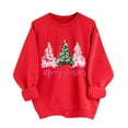 thumbnail image 2 of Fartey Womens Christmas Sweatshirt Fashion Xmas Tree Print Crew Neck Pullover Tops Loose Casual Long Sleeve Sweatshirts Oversized Holiday Sweatshirts Army Green XL, 2 of 5