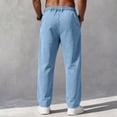 thumbnail image 5 of Mens Jeans Washed Denim Wide Leg Trousers Loose Fit Casual Denim Pants Drawstring Elastic Waist Straight Leg Pants, 5 of 6