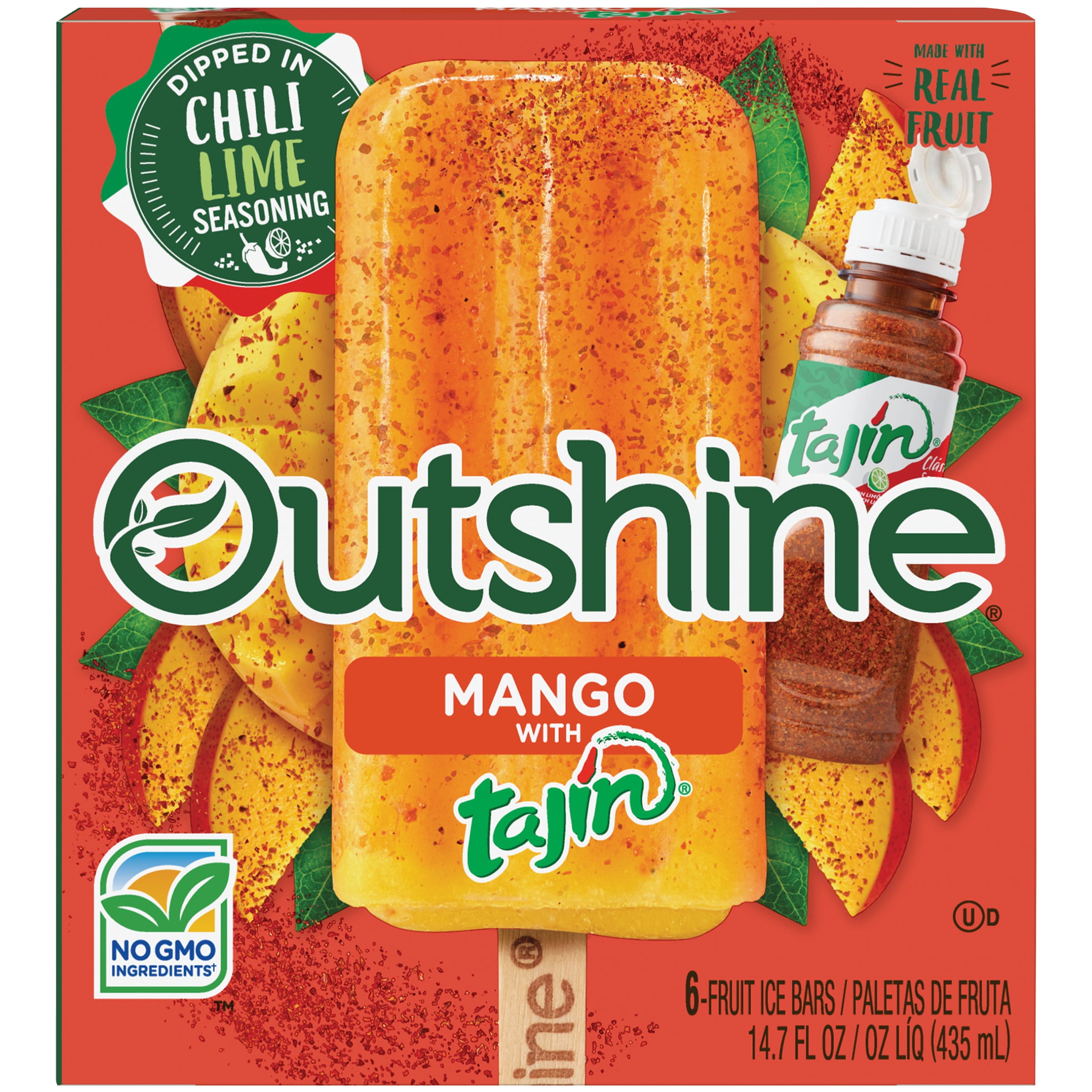 Outshine Mango Frozen Fruit Ice Bars with Tajin, 6 Count