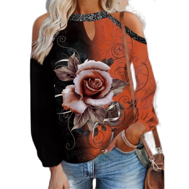 Top con cuello Halter y botones para mujer, Top con hombros descubiertos, Camiseta holgada informal con estampado de gato, primavera y otoño