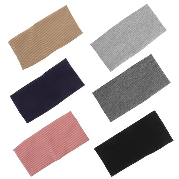 ELAYARD 6Pcs Yoga Binding Band Knitted Hairbands Cotton Navy Blue Running