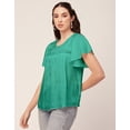 thumbnail image 2 of Moomaya Womens Solid Tunic Top Round Neck Flutter Sleeves Casual Summer Top, 2 of 7
