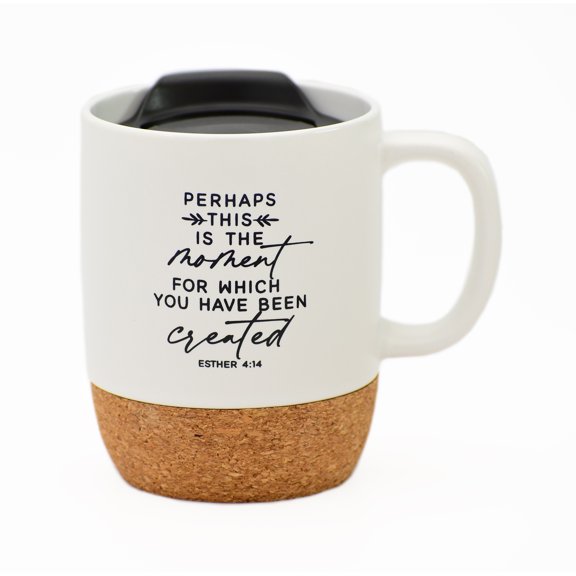 DEXSA Perhaps This Is The Moment Designer Cork Bottom Mug with Lid - 14 oz