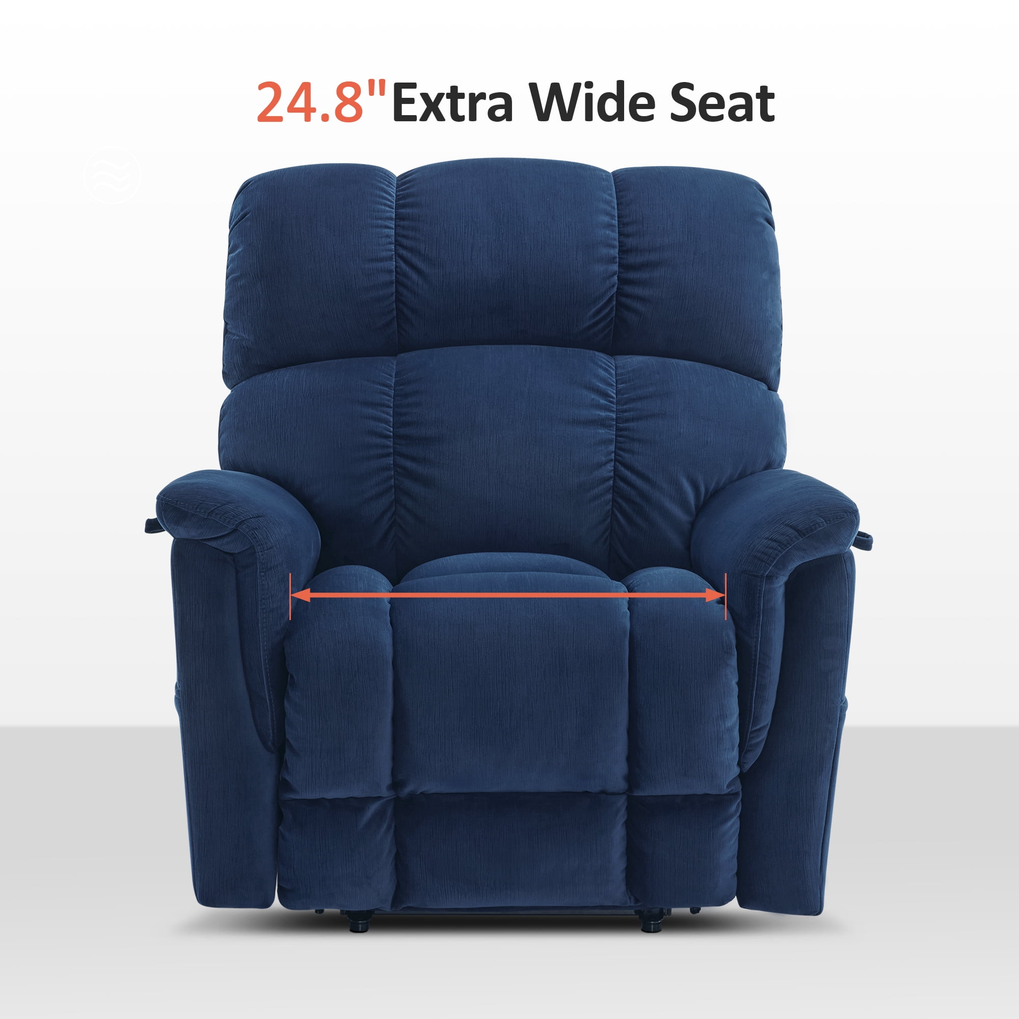 MCombo Oversized 24.8" Seat Width Large Dual Motor Power Recliner Lift Chair for Tall Elderly, Infinite Position, Navy Fabric