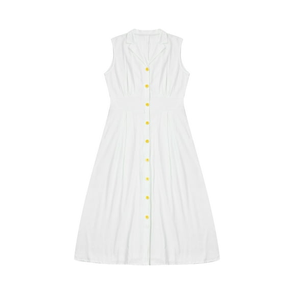 Michellecmm Women Long Dress, Sleeveless Button-down Summer A-line Dress