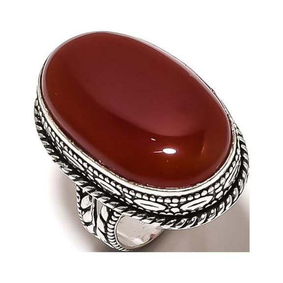 Natural Carnelian Gemstone Handmade 925 Sterling Silver Gift Ring Size 9