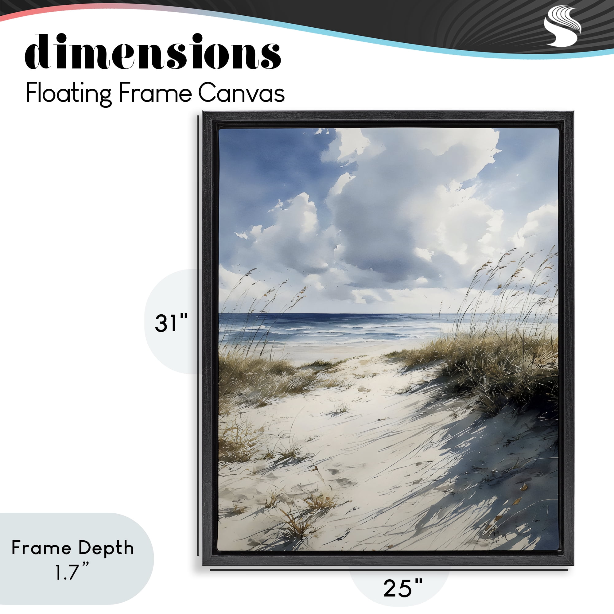 Stupell Industries Dune Beach at Midday Black Framed Floater Canvas Wall Art, design by Franklyn Gregory