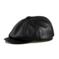 thumbnail image 2 of BOONJOVIA Men's Newsboy Flat Cap 100% Genuine Cowhide Leather Gatsby Ivy Golf Cabbie Hat, 2 of 9