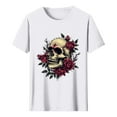 thumbnail image 6 of Busydd Summer Tops for Women Stylish Skull Print T Shirts for Women Casual Short Sleeve Round Neck Graphic Tees Comfy Cotton T-Shirts S, 6 of 6