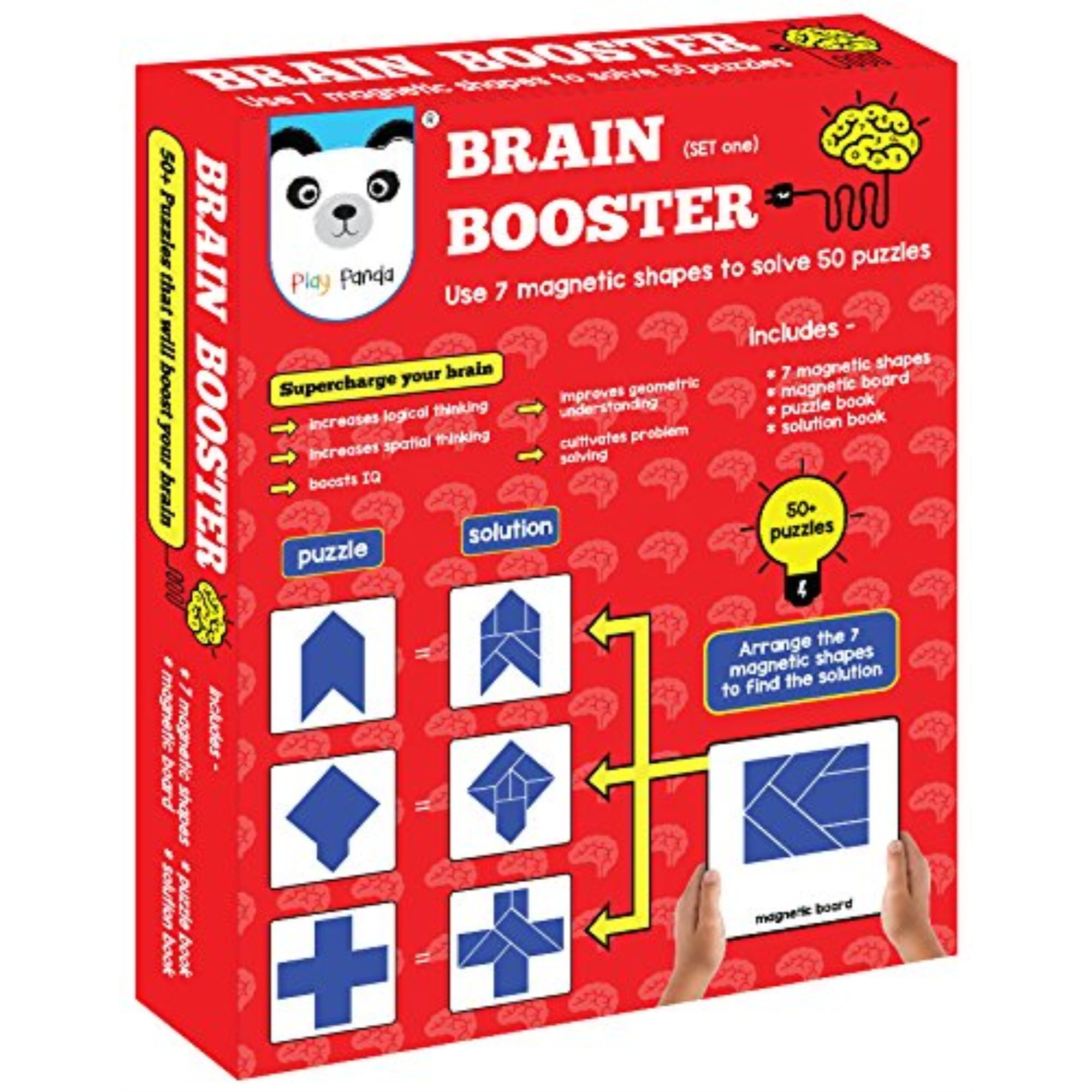 Brain Booster Type 3-56 puzzles designed to boost intelligence puzzle book solution book Play Panda magnetic board with magnetic shapes