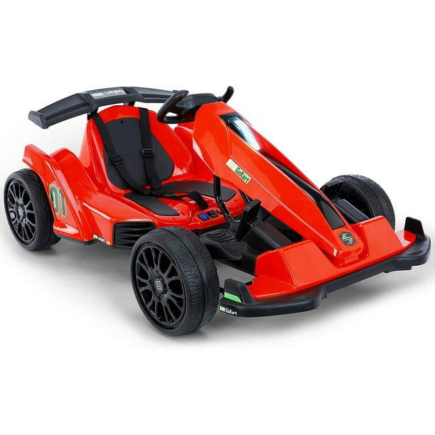 Fisca Electric Ride On Go Kart For Kids 12v Outdoor Racing Go Kart With Light Music 2 Speed Modes Adjustable Length Remote Control Mode Electric Karting Vehicle For Boys And
