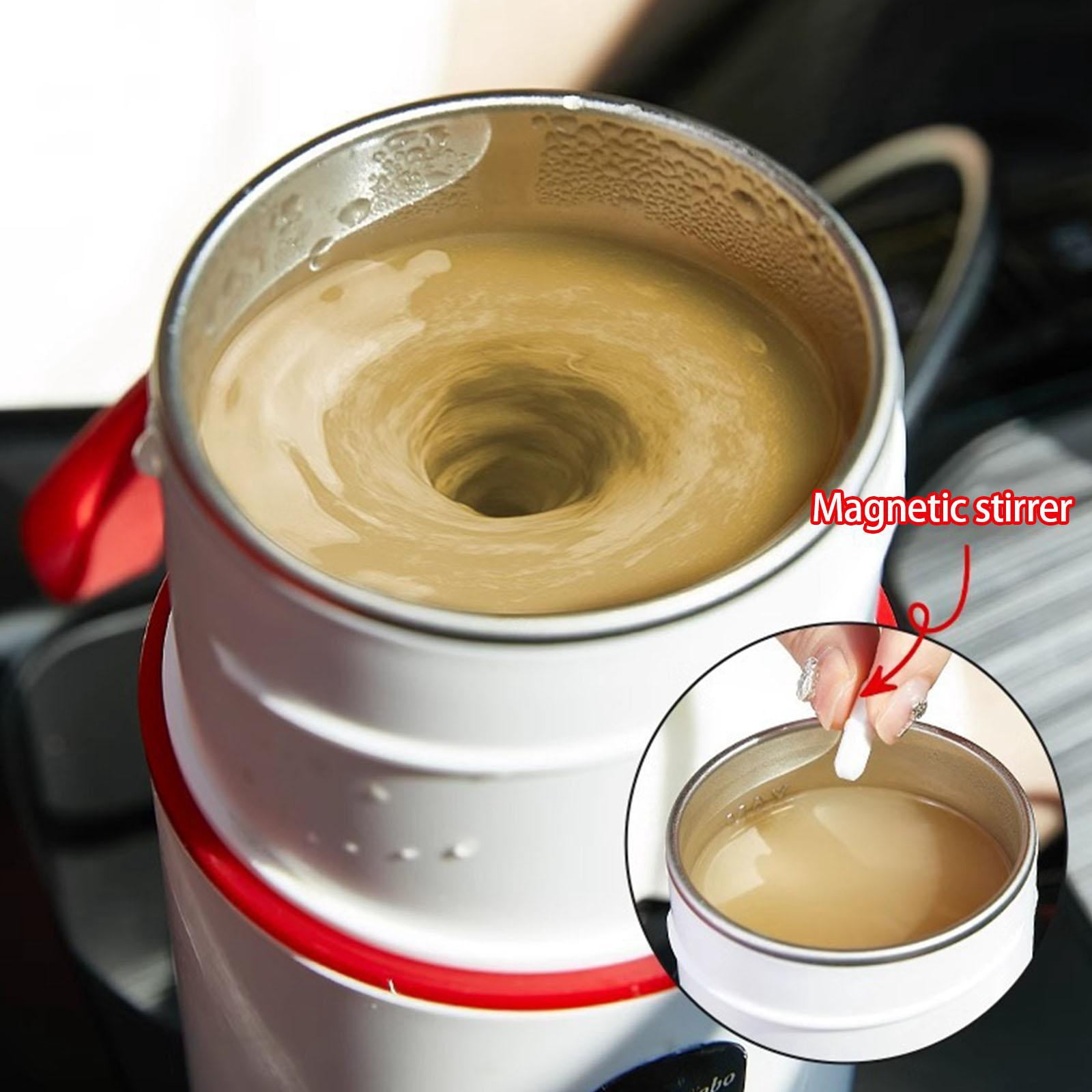 BIBABLYKE Portable Electric Travel Kettle 12V/24V Car Heater with Built In Stirring Function Easy to Carry for Drink Coffee Milk
